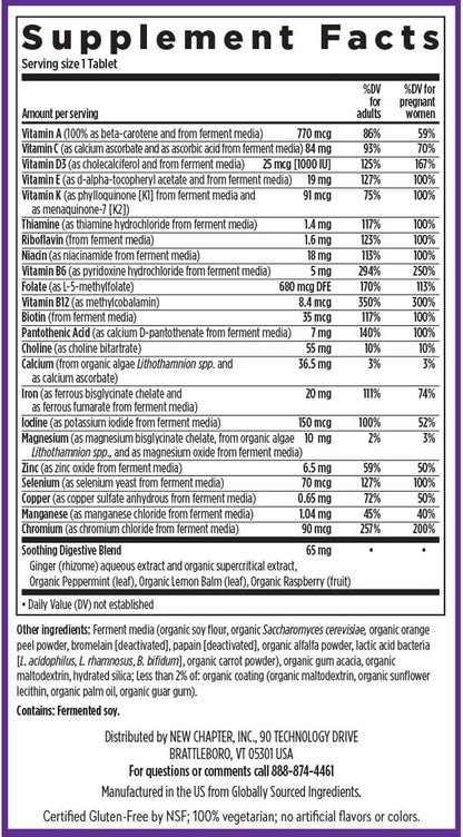New Chapter Prenatal Vitamins, One Daily Prenatal Multivitamin Enhanced for Age 35+ with Methylfolate + Choline for Healthy Mom & Baby, Gluten Free & Non-Gmo- 30 Ct