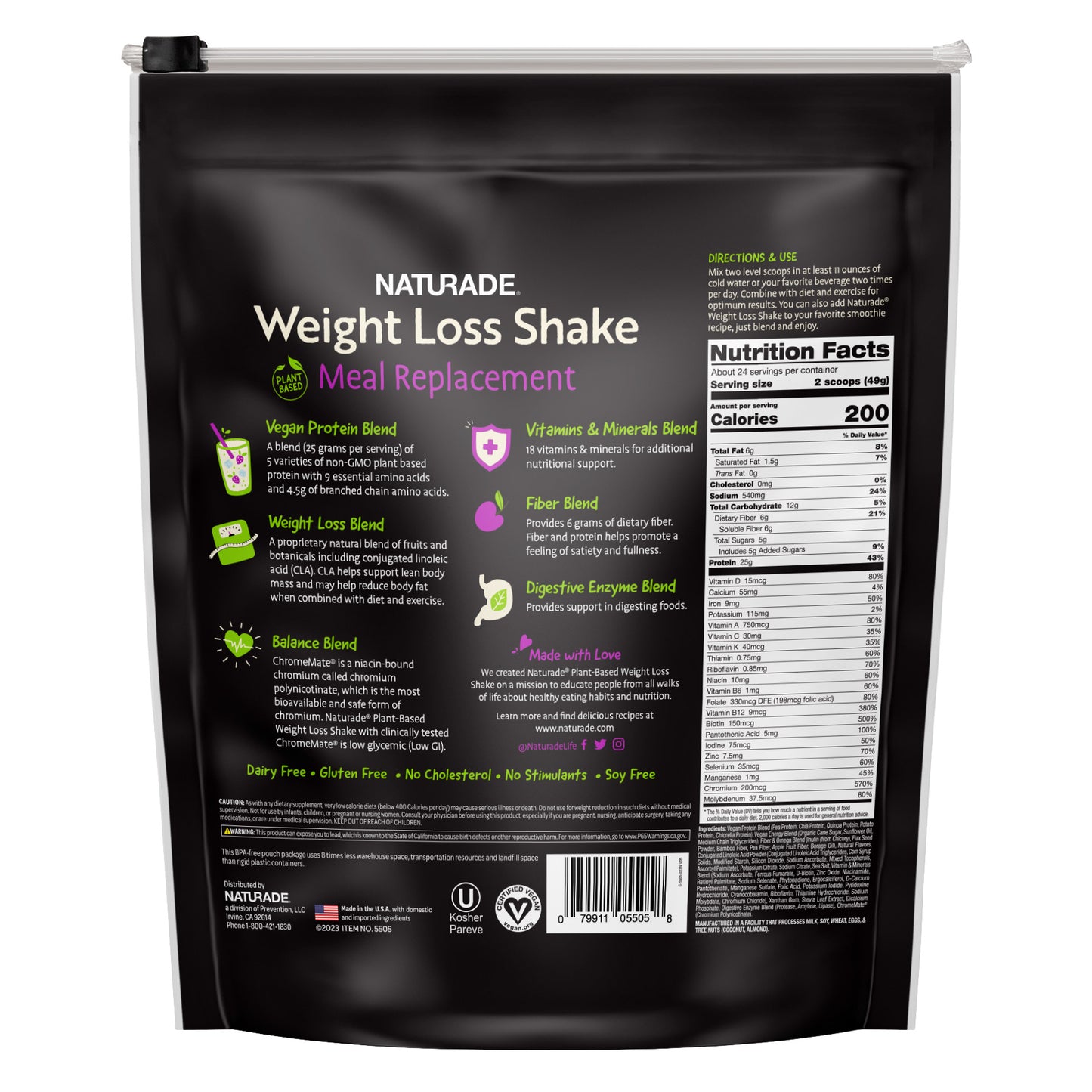 NATURADE Plant-Based  High Protein Shake, Vanilla Creme, 2.5 Lbs