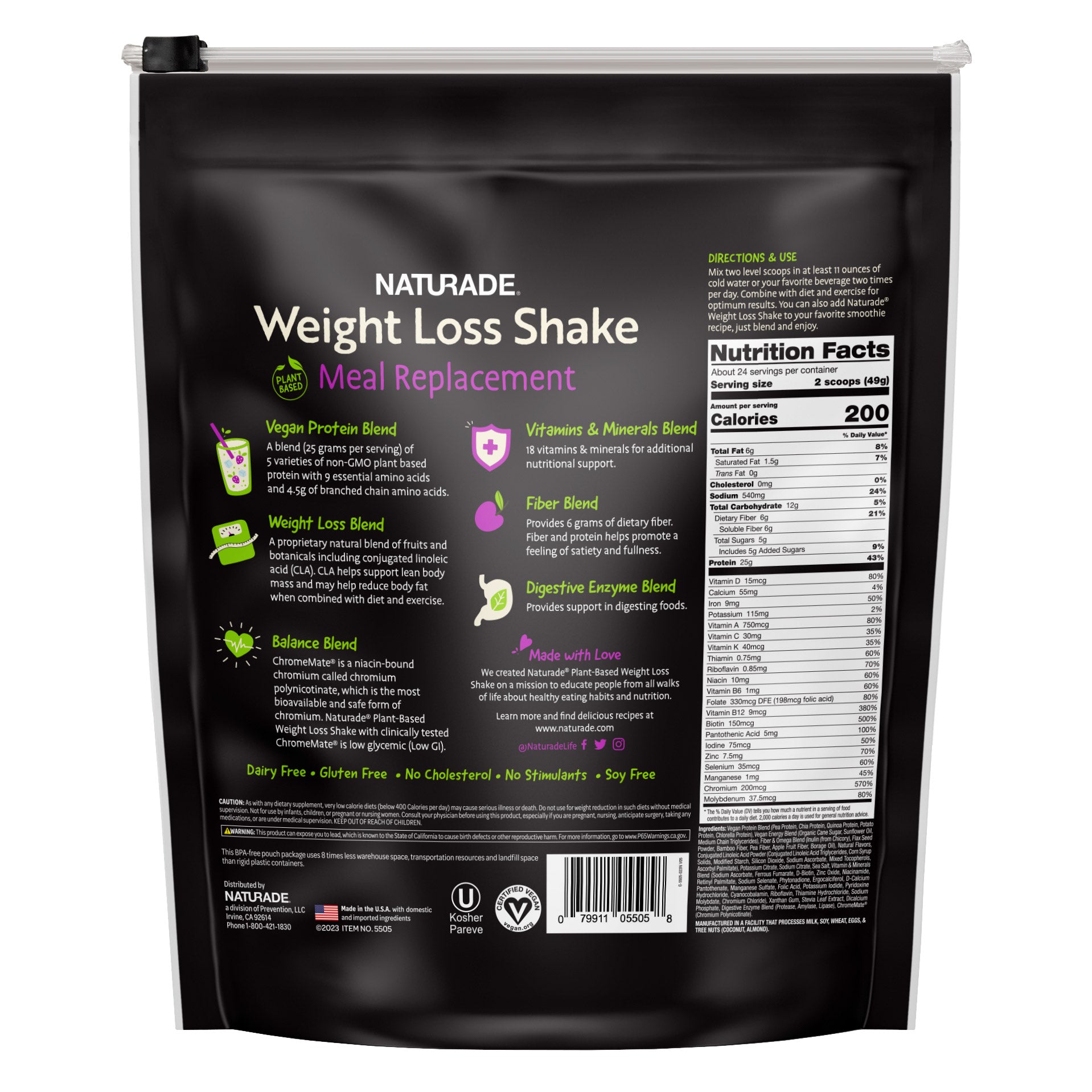 NATURADE Plant-Based  High Protein Shake, Vanilla Creme, 2.5 Lbs