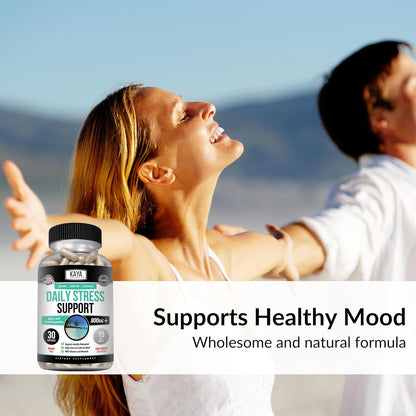 Naturals - Natural Herbal Stress Relief Support Vitamin Supplement to Relax and Calm the Mind - Boost Mood - Happy Pills - Anxiousness Support - 30 Capsules