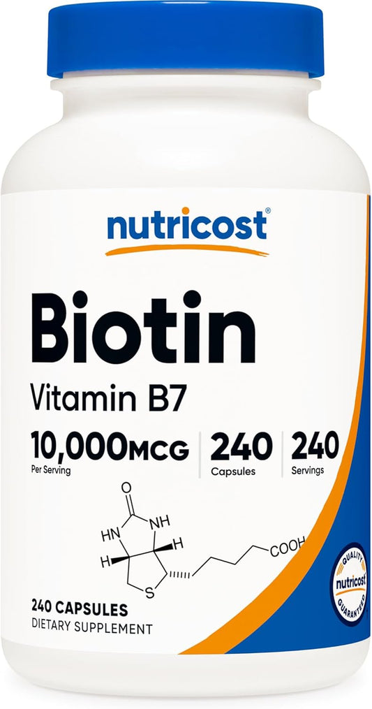 Biotin (Vitamin B7) 10,000Mcg (10Mg) Vitamin Supplement, 240 Capsules - Vegetarian, Gluten Free, Quick Release, Non-Gmo