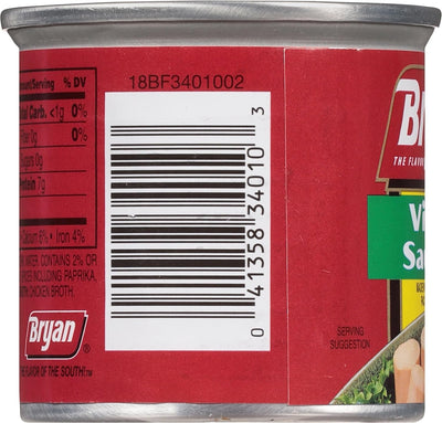 BRYAN Vienna Sausage, 4.6 Ounce Pull-Top Can (Pack of 1) | Canned Meat | Keto Food, Keto Snacks | Low Carb High Protein Snacks | Compare to Other Brands of Vienna Sausages & Smoked Sausages