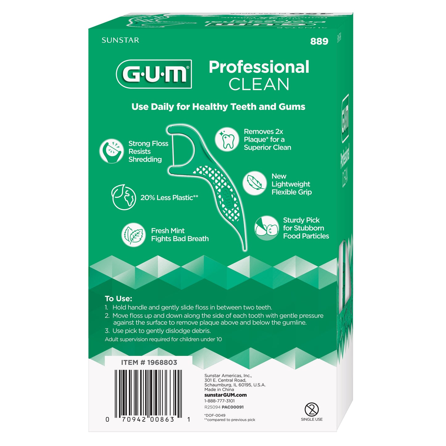 GUM Professional Clean Floss Picks, 150-Count, 3-Pack