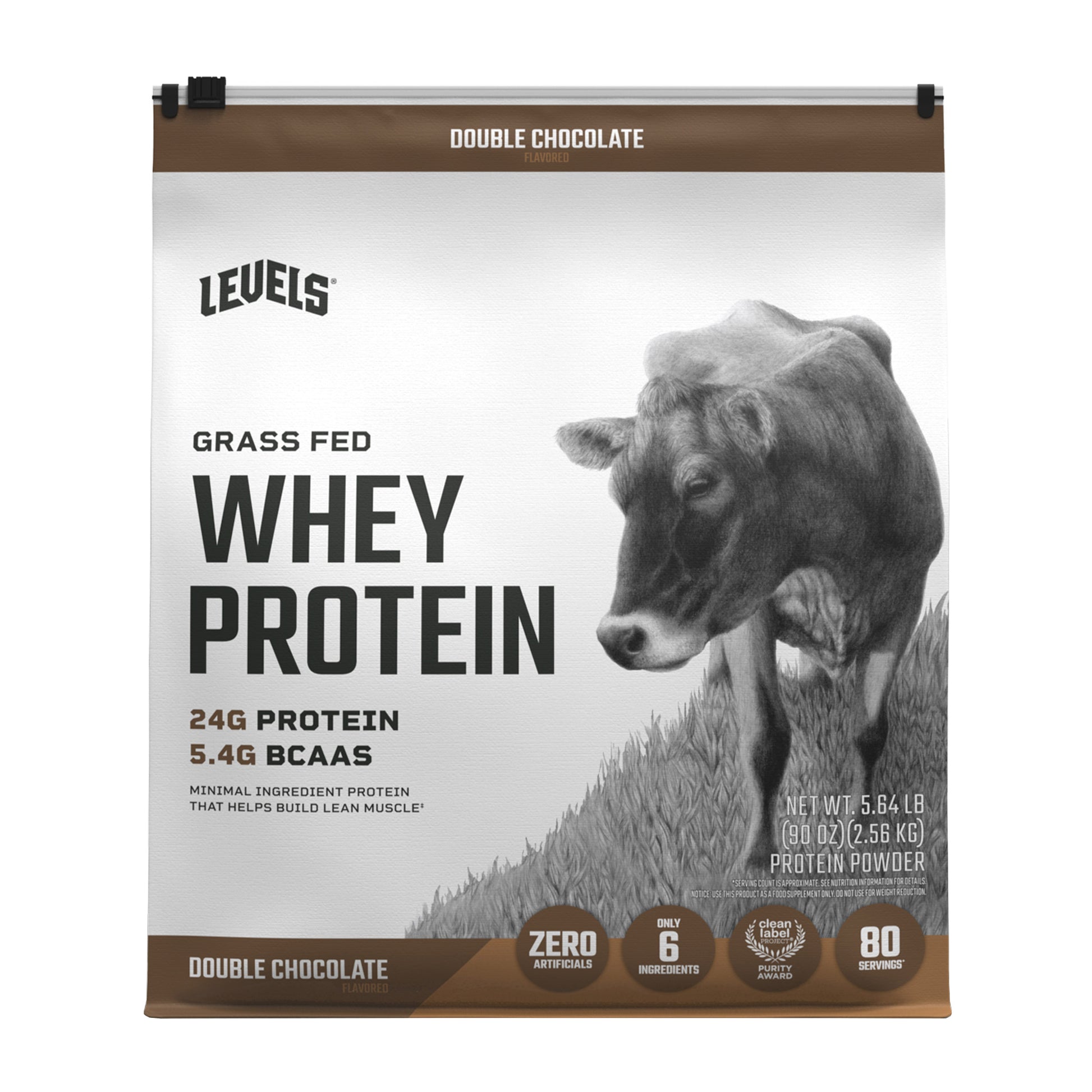 Levels Grass Fed Whey Protein, Double Chocolate, 5.64 Lbs