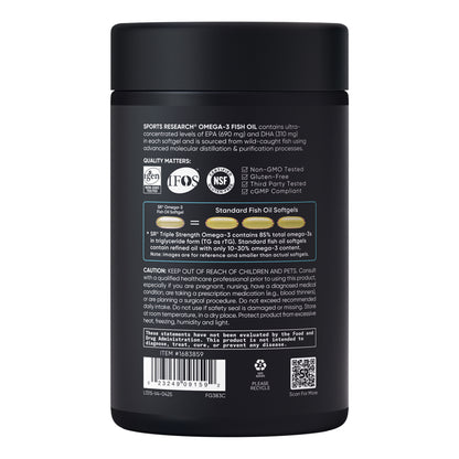 Sports Research Triple Strength Omega-3 Fish Oil, 150 Fish Softgels