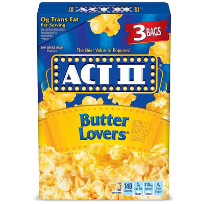 ACT II Butter Lovers Microwave Popcorn, 3-Count 2.75-Oz. Bags