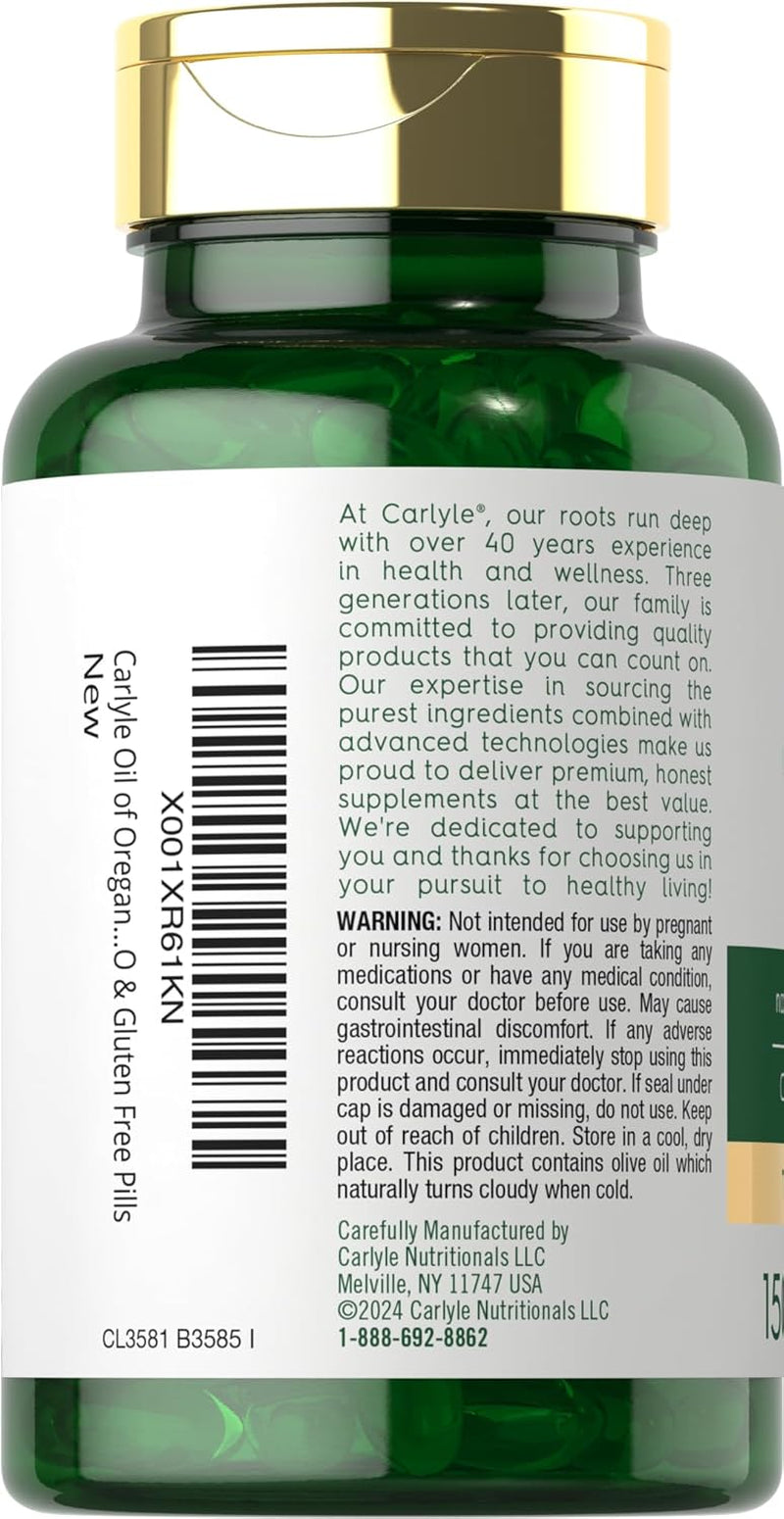 Carlyle Oregano Oil 4000Mg Supplement | 150 Softgel Capsules | Contains Carvacrol | Non-Gmo & Gluten Free Formula