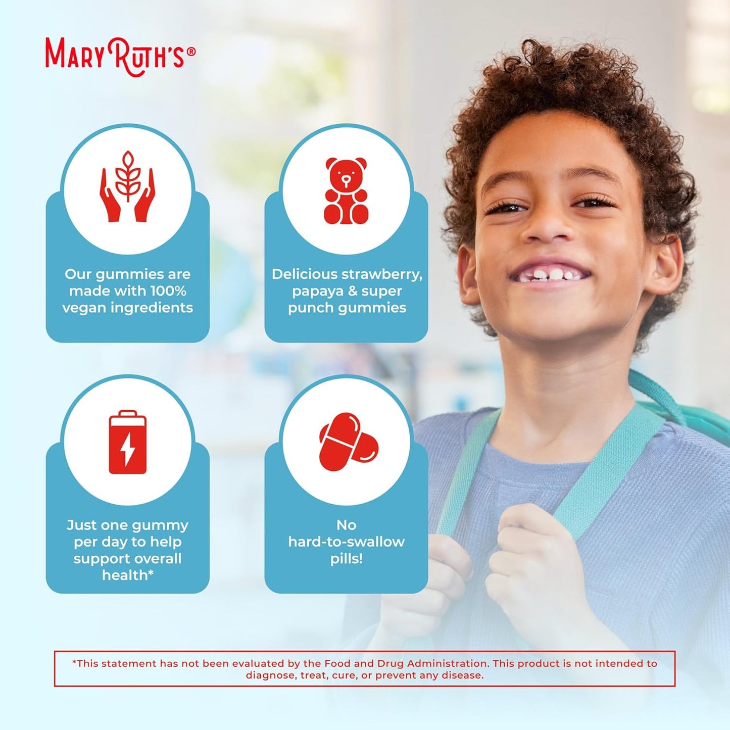 Maryruth Organics Kids Vitamins | Multi | Sugar Free | 2 Month Supply | Kids Multivitamin Gummies for Ages 2+ | Vegan | Only 1 Gummy a Day | 60 Count
