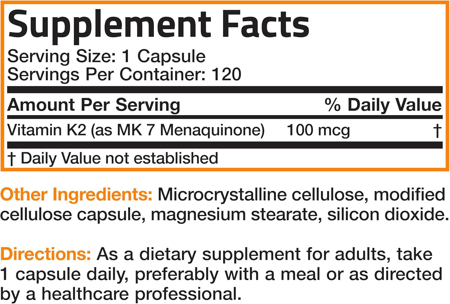 Bronson Vitamin K2 as MK-7 Menaquinone 100 Mcg Non-Gmo, 120 Capsules