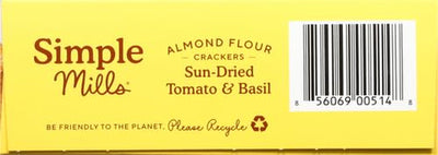 Simple Mills Almond Flour Crackers, Sundried Tomato & Basil - Gluten Free, Vegan, Healthy Snacks, Plant Based, 4.25 Ounce (Pack of 1)