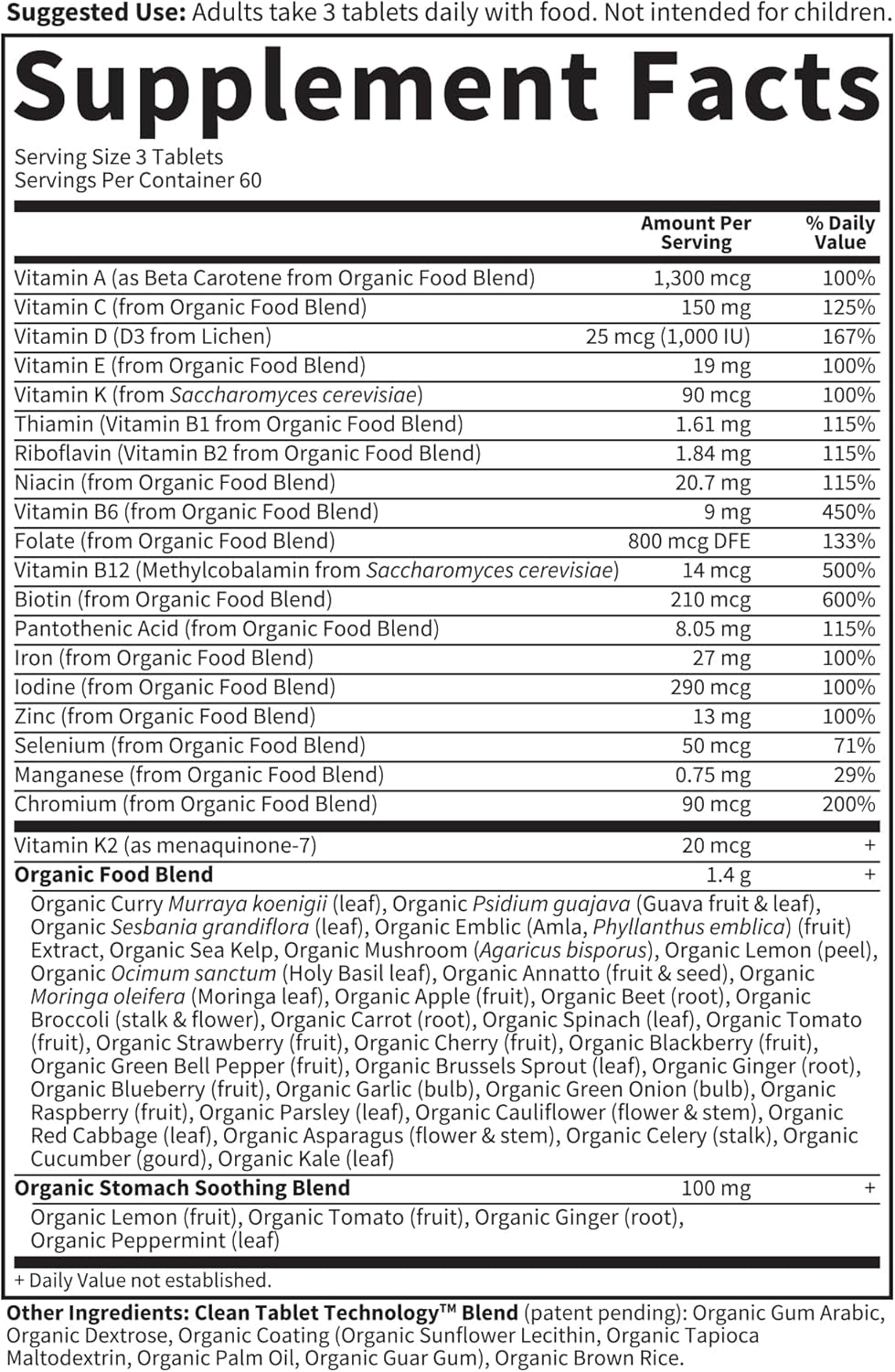 Garden of Life Organics Women’S Prenatal Multivitamin with Vitamin D3, B6, B12, C & Iron, Folate for Energy & Healthy Fetal Development – Organic, Non-Gmo, Gluten-Free, Vegan, 60 Day Supply