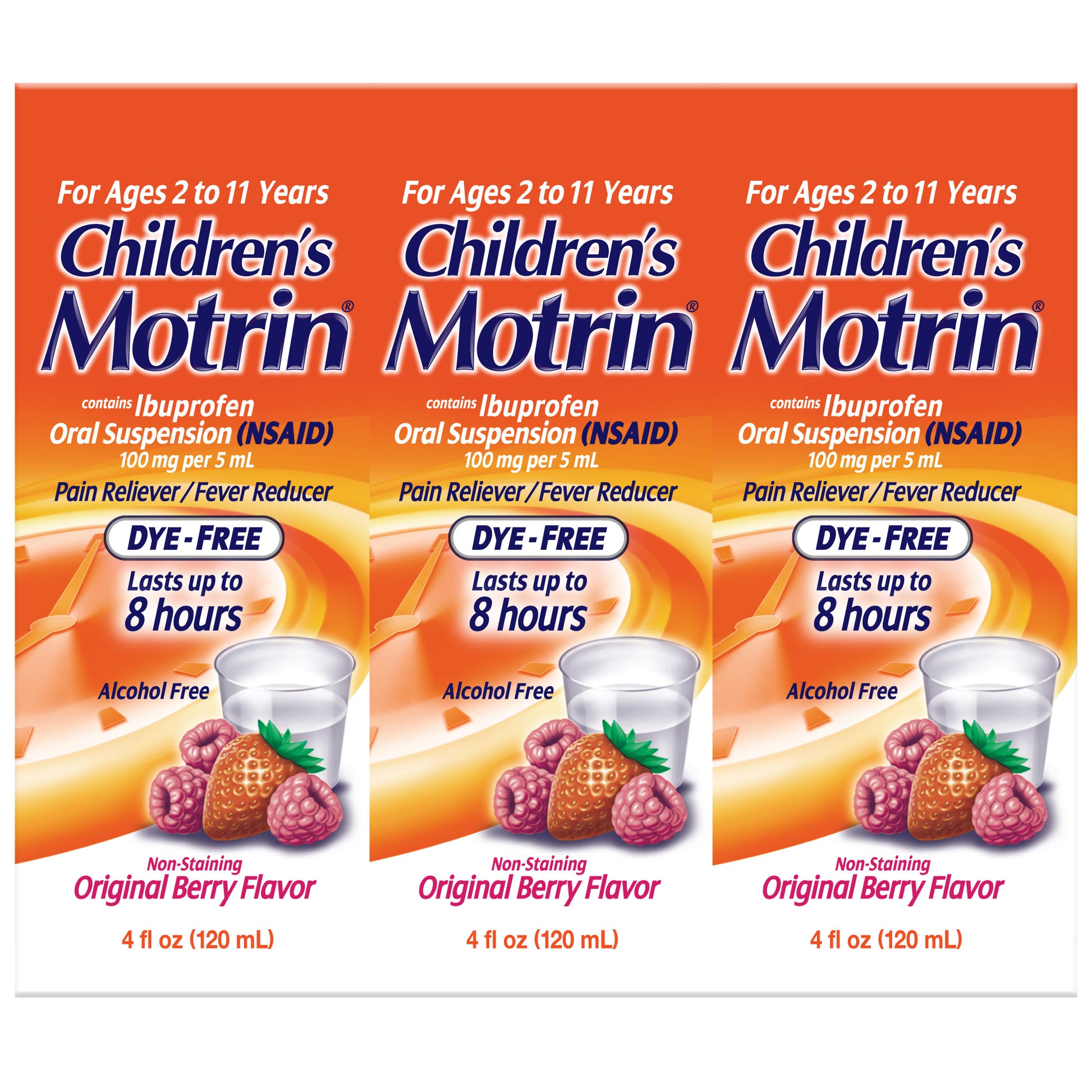 Children'S Motrin Dye-Free Berry Flavor Suspension, Fever Reducer & Pain Relief, 12 Fluid Ounces