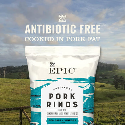 EPIC Sea Salt + Vinegar Oven Baked Pork Rinds, Keto Friendly, 2.5 Oz