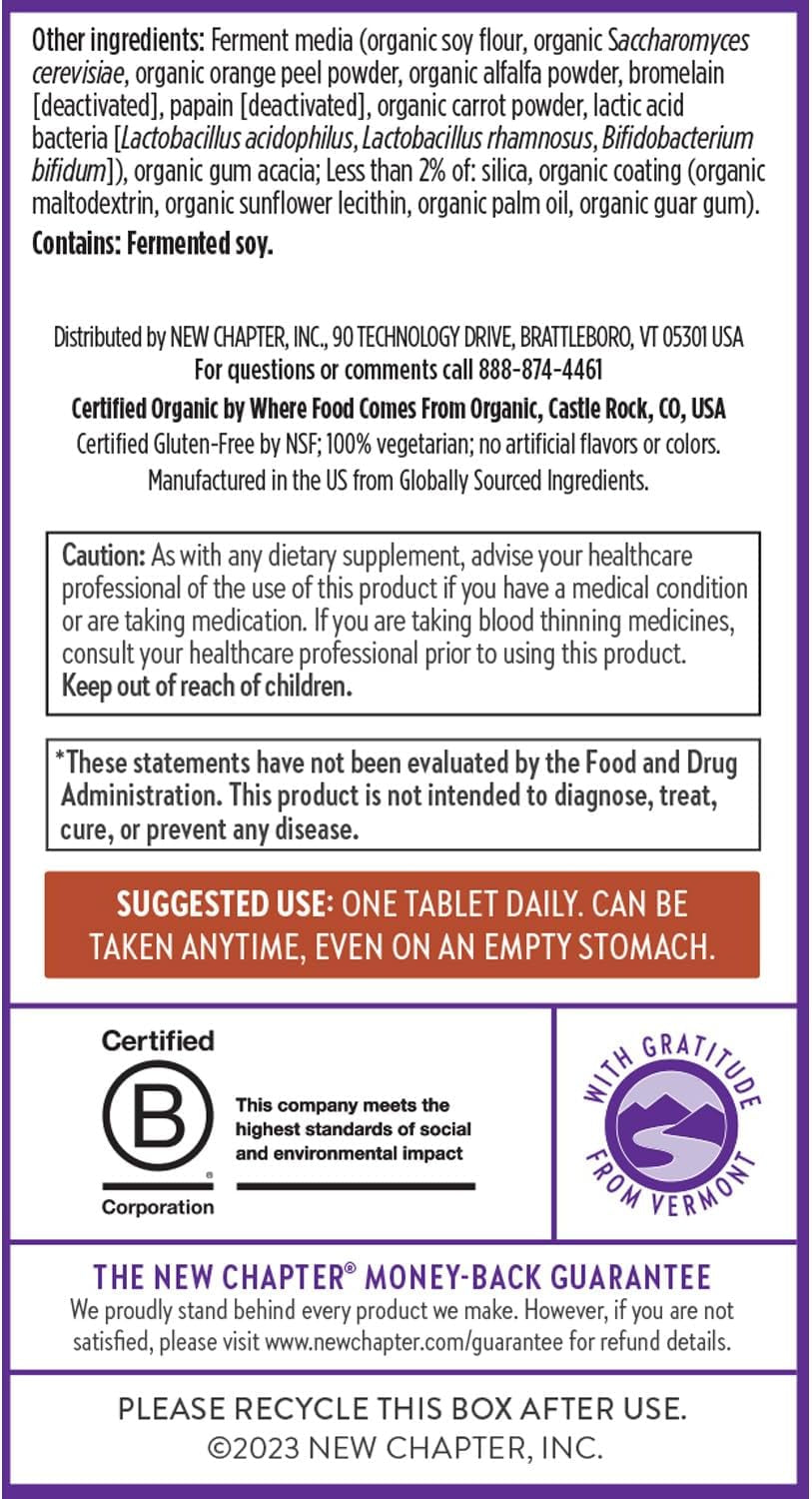 New Chapter Men’S Multivitamin, B6, Extra B12, D3, Vitamin C & Zinc, Immune, Heart, Cellular Energy, and Brain Health, Gentle on the Stomach, One Daily, Non-Gmo, Gluten-Free, 18+, 72 Tablets