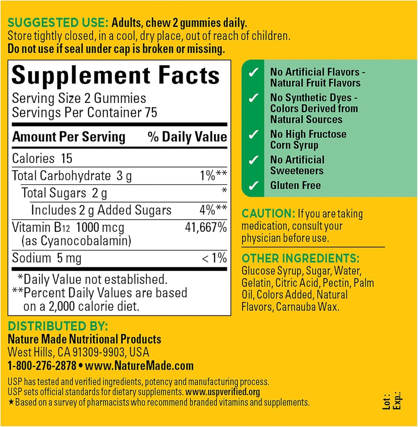 Nature Made Vitamin B12 Gummies 1000 Mcg per Serving, Dietary Supplement for Energy Metabolism Support, B12 Vitamins, 150 Gummy Vitamins, 75 Day Supply