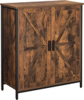 Storage Cabinet, with 2 Doors & 1 Shelf, Wooden Buffet Cabinet Rustic Brown & Black
