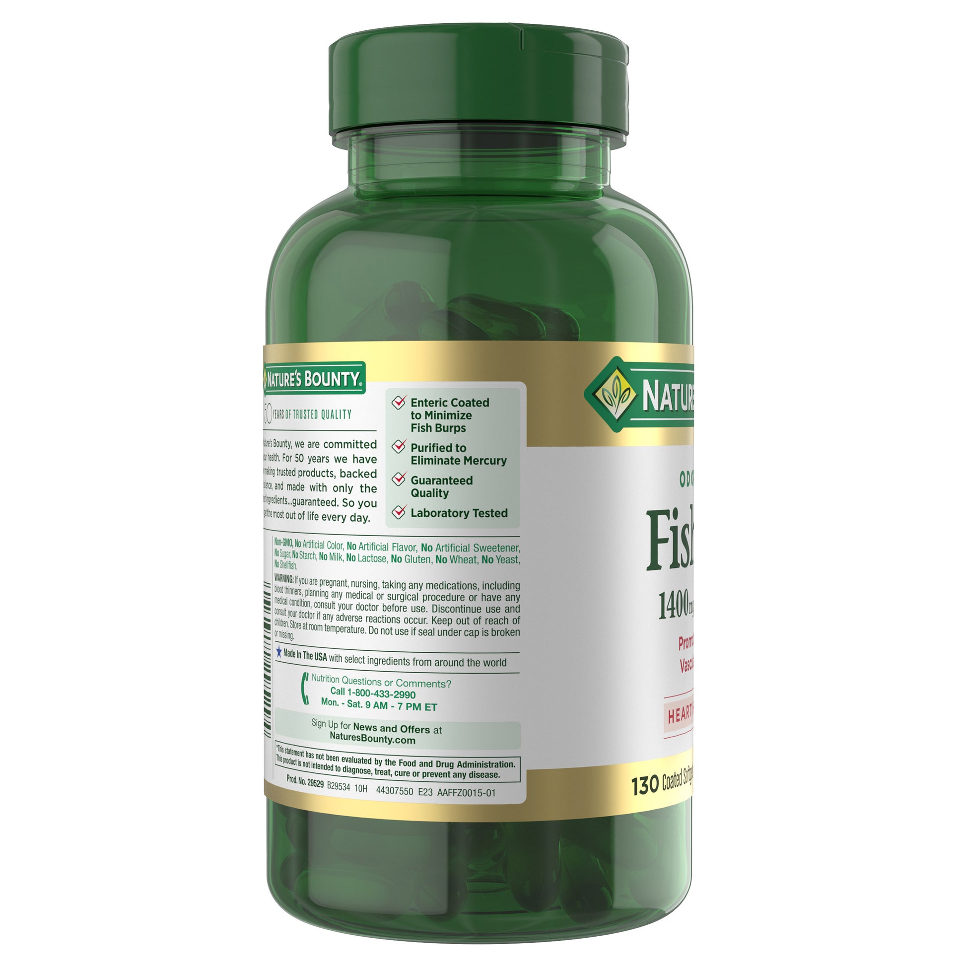 Nature'S Bounty Fish Oil 1400 Mg, 130 Coated Softgels