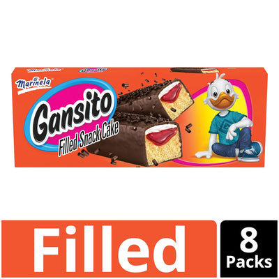 Marinela Gansito Strawberry and Crème Filled Snack Cakes | 1 Pack (8 Count)