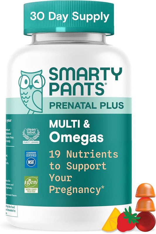 Smartypants Prenatal Multivitamin Gummies - Improved Formula: Omega 3 (DHA/EPA), Methylfolate, Biotin, Vitamin D3, C, Vitamin B12, B6, Vitamin A, K & Zinc, Gluten Free, 90 Count (30 Day Supply)
