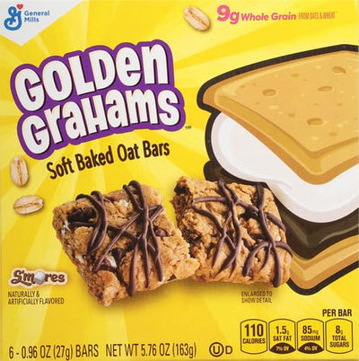 Golden Grahams S'Mores Soft Baked Oat Bars, Chewy Snack Bars, 6 Ct