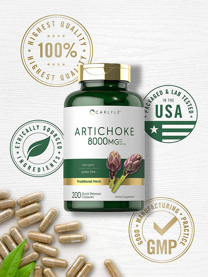 Carlyle Artichoke Extract Capsules 8000Mg | 200 Count | Non-Gmo, Gluten Free Supplement