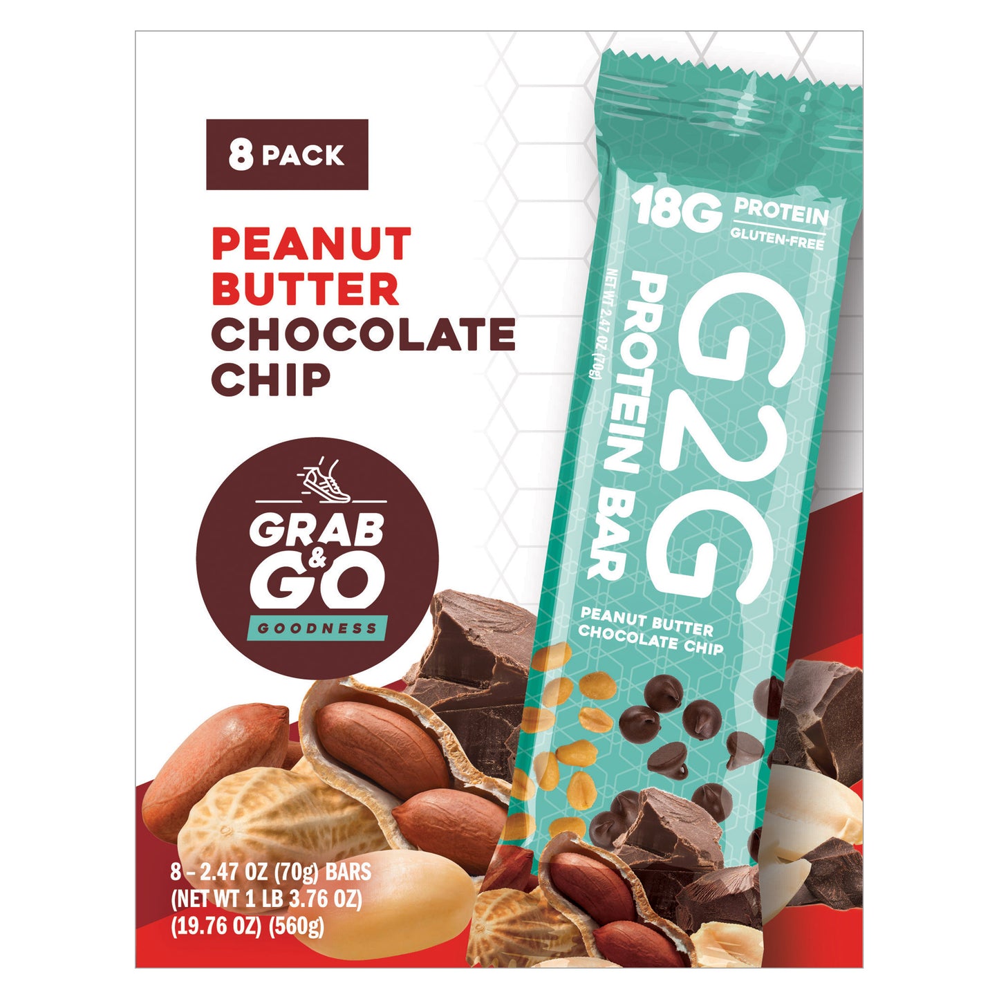 G2G 3-Pack Peanut Butter Chocolate Chip Protein Bars 24-Count