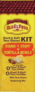 Old El Paso Stand 'N Stuff Shells and Tortilla Bowls, Hard & Soft Taco Dinner Kit, 9.4 Oz.