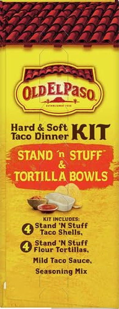 Old El Paso Stand 'N Stuff Shells and Tortilla Bowls, Hard & Soft Taco Dinner Kit, 9.4 Oz.