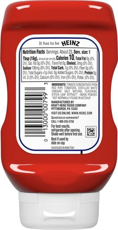 Heinz Tomato Ketchup with No Sugar Added (13 Oz Bottle)