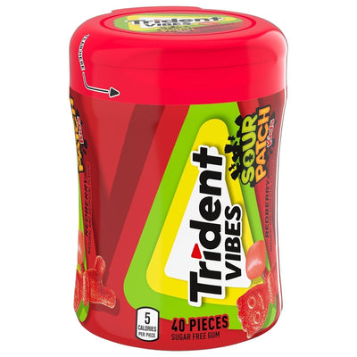 Trident Vibes SOUR PATCH KIDS Redberry Sugar Free Gum, 40 Piece Bottle