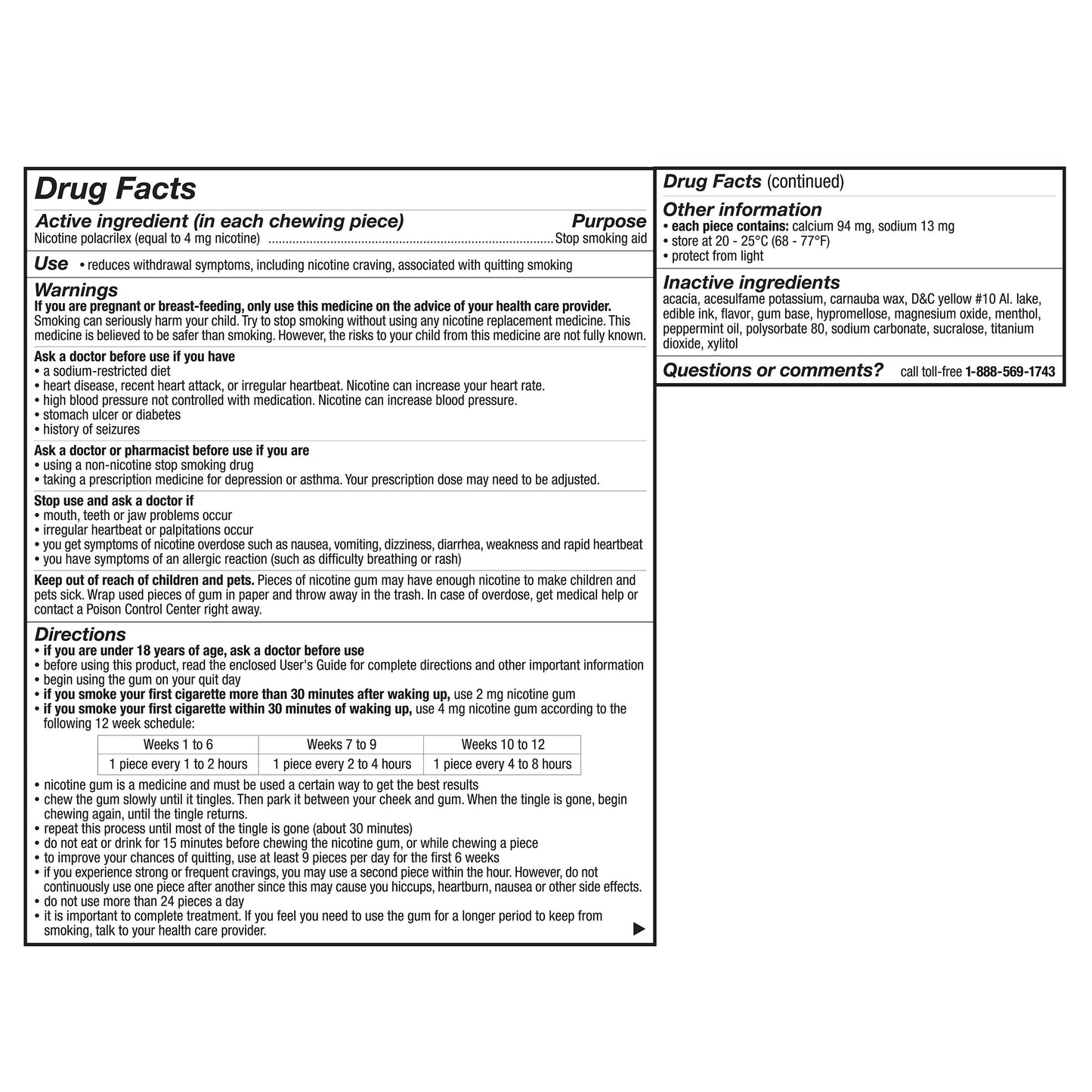 Nicorette Quit Smoking Aid 2Mg. or 4Mg. Fruit Chill Gum, 200 Pieces