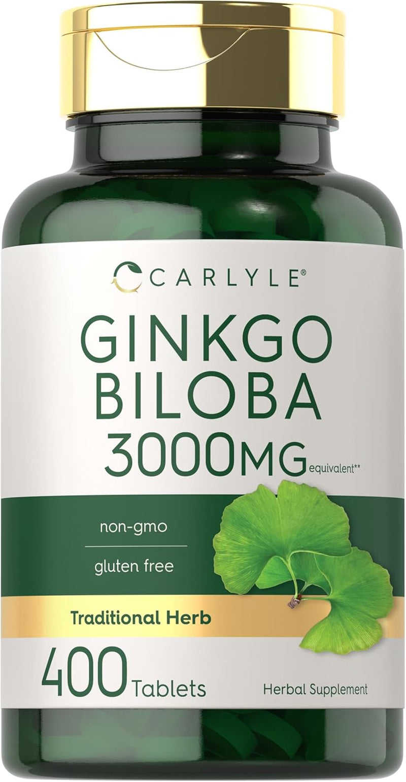 Carlyle Ginkgo Biloba 3000Mg | 400 Tablets | Non-Gmo, Gluten Free Herbal Supplement
