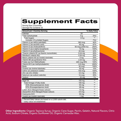 Smartypants Multivitamin Gummy for Women 50 and over - Improved Formula: Omega 3 (DHA/EPA), Methylfolate, Coq10, Vitamin D3, C, Vitamin B12, B6, A, K, Biotin, Gluten Free, 90 Count (30 Day Supply)