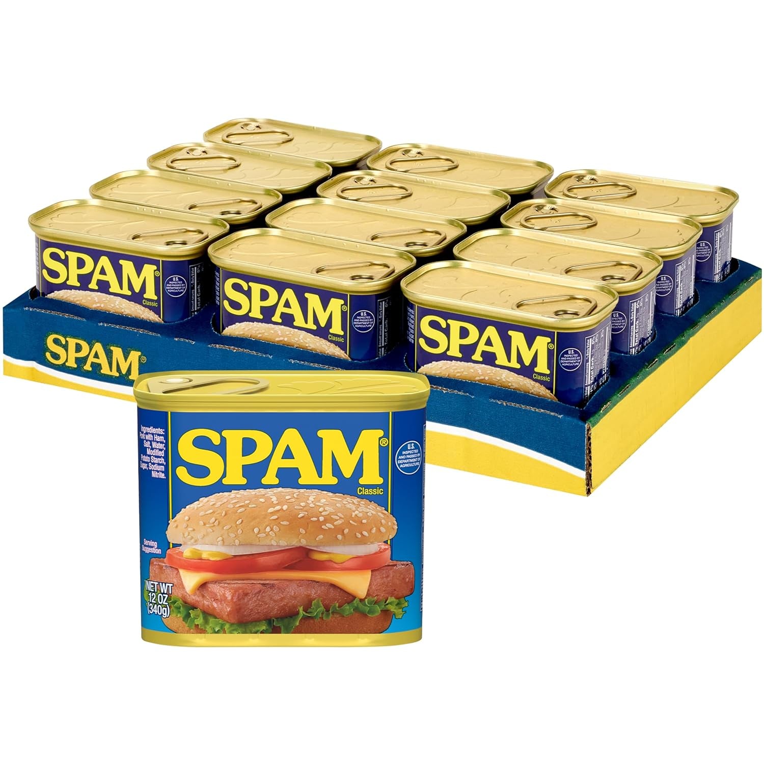 SPAM Classic, SPAM Canned Meat, 12 Oz Can Case of 12