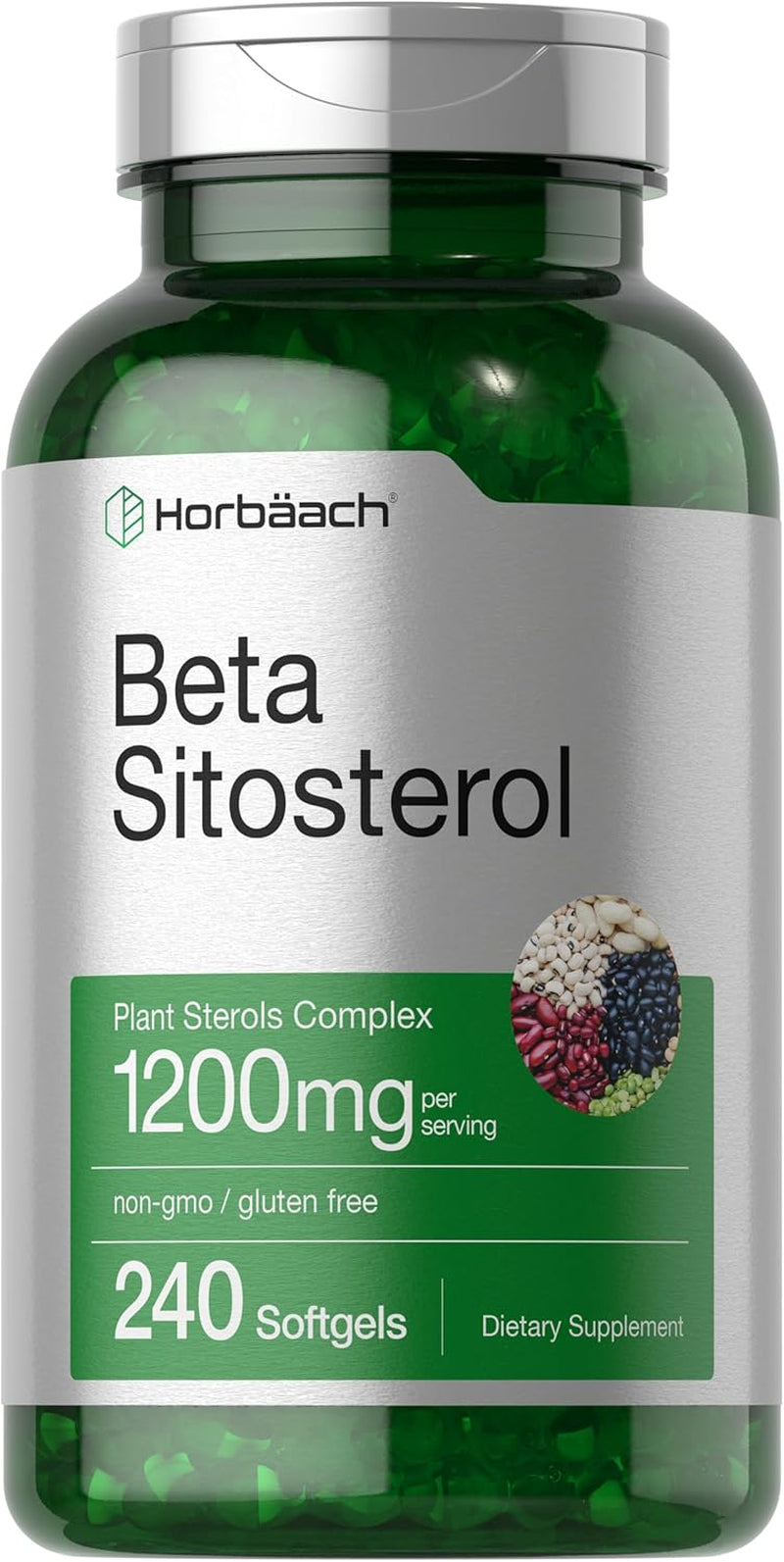 Horbäach Beta Sitosterol 1200Mg | 240 Softgel Capsules | Mega Strength | Plant Sterols Complex | Non-Gmo, Gluten Free Supplement