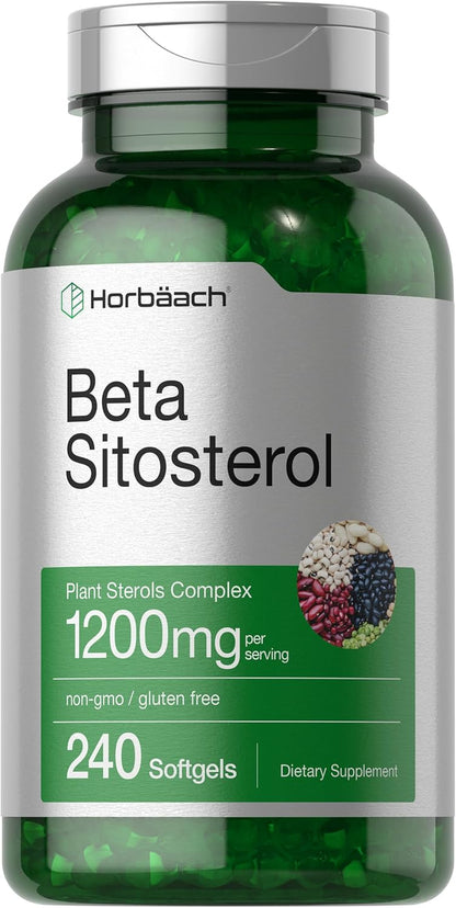 Horbäach Beta Sitosterol 1200Mg | 240 Softgel Capsules | Mega Strength | Plant Sterols Complex | Non-Gmo, Gluten Free Supplement