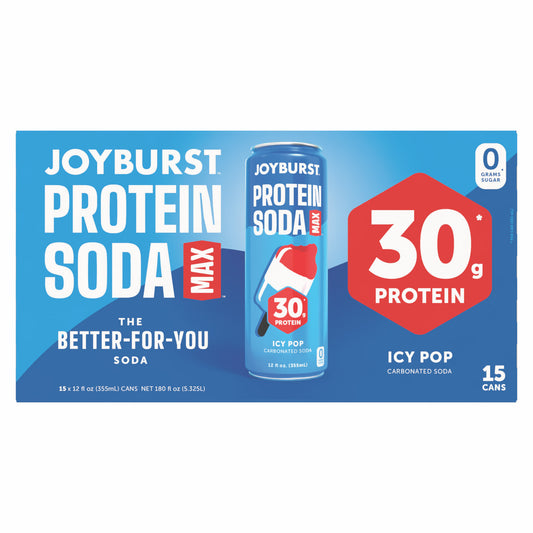 Joyburst 30G Protein Soda, Icy Pop, 12 Fl Oz, 15-Pack