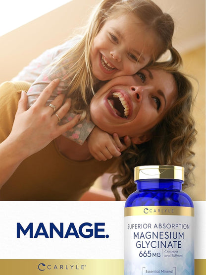 Carlyle Magnesium Glycinate | 665 Mg | 250 Capsules | Non-Gmo and Gluten Free Formula | Essential Buffered Mineral Supplement