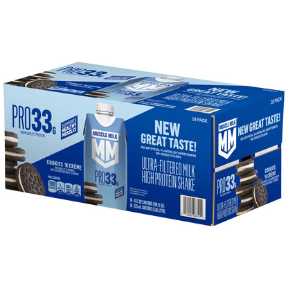 Muscle Milk 33G Protein Ultra-Filtered Milk Shake, Cookies 'N Crème, 11 Fl Oz, 18-Pack
