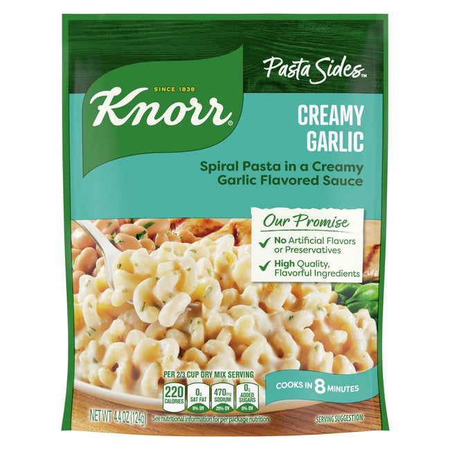 Knorr Creamy Garlic Spiral Pasta Cooks in 8 Minutes No Artificial Flavors, 4.4 Oz Regular Packing May Vary 