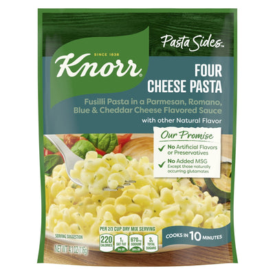 Knorr Four Cheese Pasta No Artificial Flavors Four Cheese Pasta Cooks in 10 Minutes, 4.1 Oz Regular Packing May Vary 