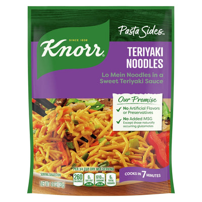 Knorr Pasta Sides Teriyaki Noodles No Artificial Flavors Teriyaki Noodles Cooks in 7 Minutes, 4.6 Oz Pouch Regular Packing May Vary 