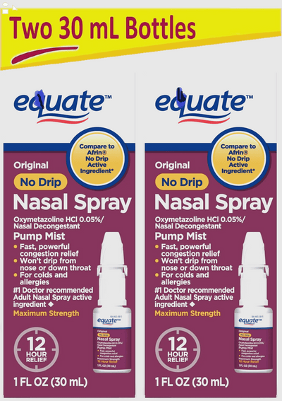 Maximum Strength 2 X30 Ml, 12 Hour Nasal Congestion Relief Pump Mist Spray. | Compare to Afrin Original Active Ingredient