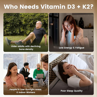 VEV Corefeel Vitamin D3 K2 10,000 IU, 200 Mcg MK-7, 300 Coconut Oil Softgels, 2 in 1 Vitamins Supplement D & K (Include MK7), Easy to Swallow, Supports Calcium Absorption, Bone Health
