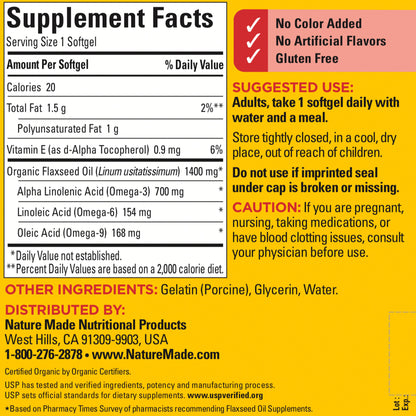 Nature Made Flaxseed Oil 1400 Mg, 300 Softgels