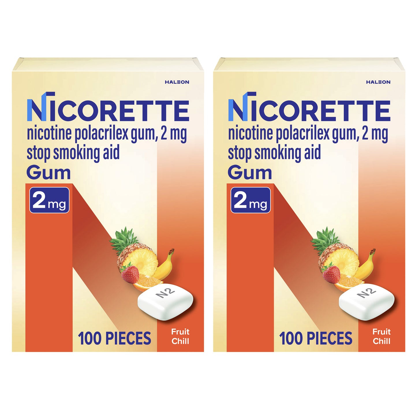 Nicorette Quit Smoking Aid 2Mg. or 4Mg. Fruit Chill Gum, 200 Pieces