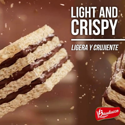 Bauducco Chocolate Wafers - Crispy Wafer Cookies with 3 Delicious, Indulgent, Decadent Layers of Chocolate Flavored Cream - Delicious Sweet Snack or Desert - 5.0 Oz (Pack of 1)