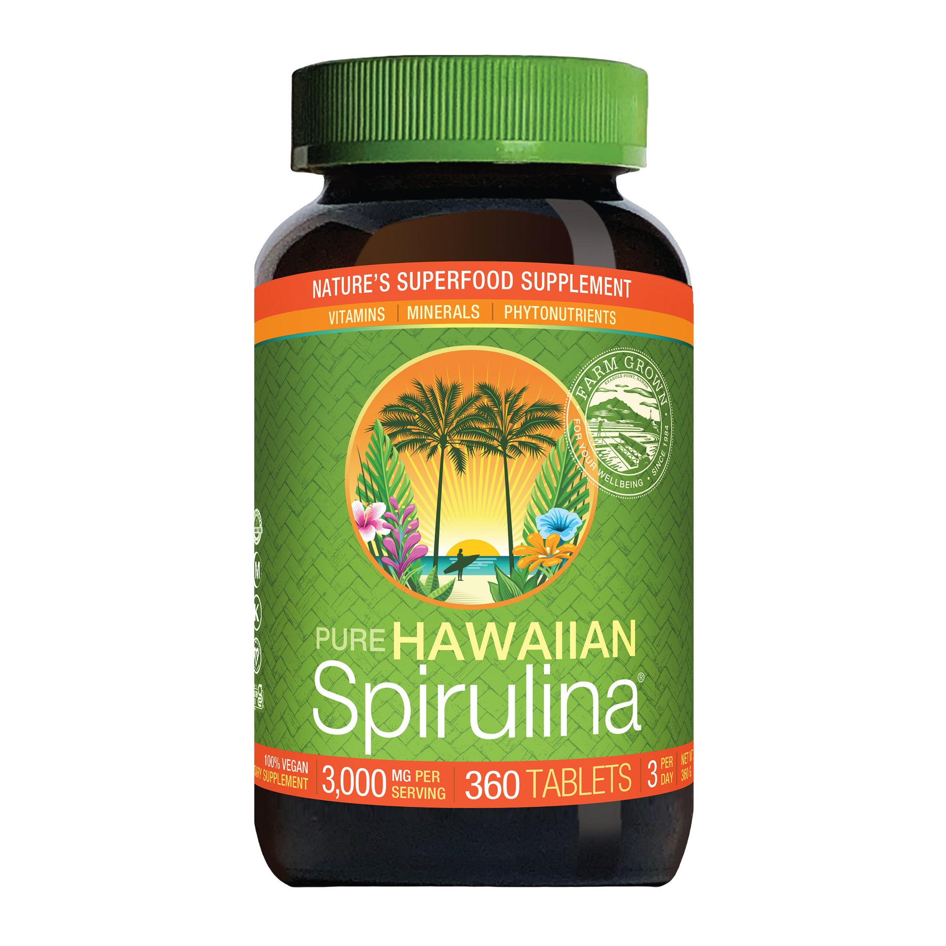 Pure Hawaiian Spirulina 3000 Mg, 360 Tablets
