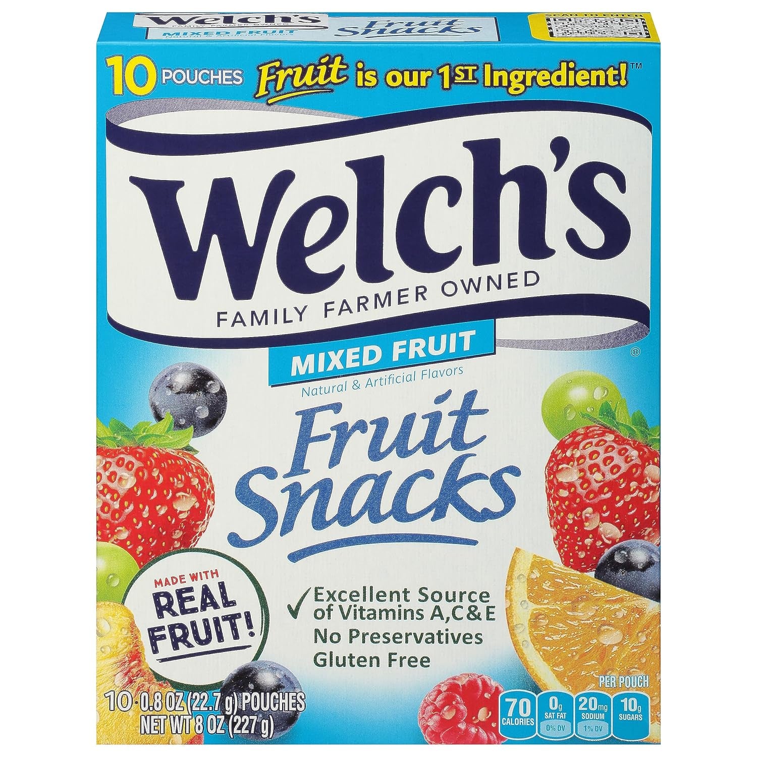 Welch'S, Mixed Fruits  Snacks Pouches, 8 Ounce Case of 12