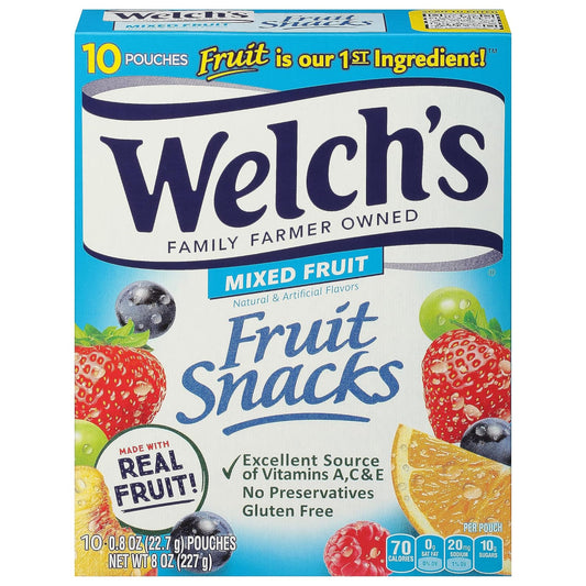 Welch'S, Mixed Fruits  Snacks Pouches, 8 Ounce Case of 12